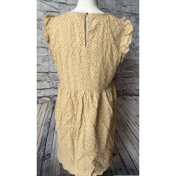 Knox Rose Mustard Eyelet Dress V Neck Short Sleeve Women’s M - Picture 4 of 6